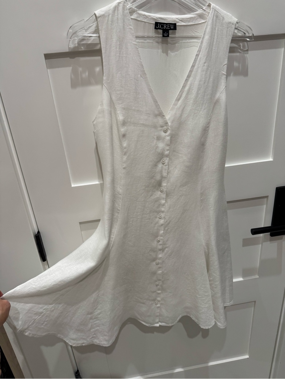J. Crew White Sleeveless V-Neck Button-Front Dress - Picture 10 of 10